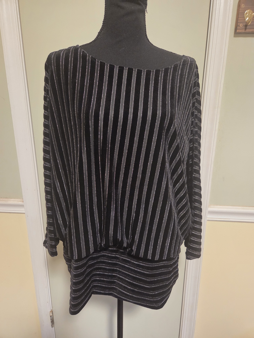 Chico's Black Velvet Striped Top